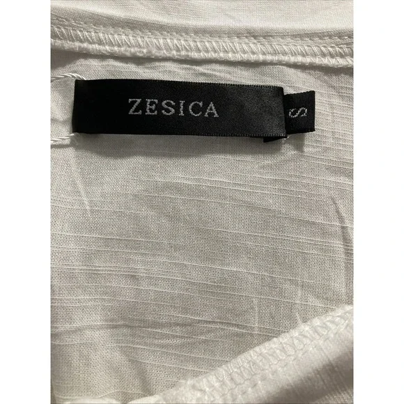 Zesica Women's White Tie Front Hidden Button Wide Collar Long Sleeve Top - SZ S - Picture 10 of 12